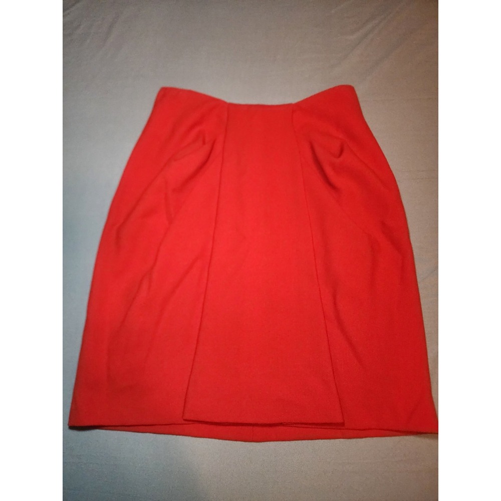 Vintage 90s Red Tulip Skirt Womens Small High Waist Draped Front Career Office - Picture 1 of 6